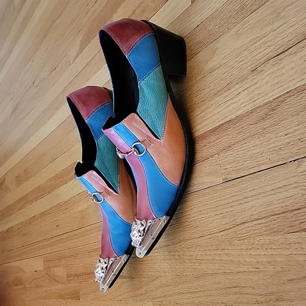 Men's multi color heeled shoes